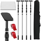 Teodute 12FT Dust Barrier Poles, 4Pack Spring Retractable Zipper Wall Poles | Reusable Zip Wall Pole Kit with 3-Section Telescopic &amp; Plastic Film, Dust Barrier System for Home &amp; Construction Renovation