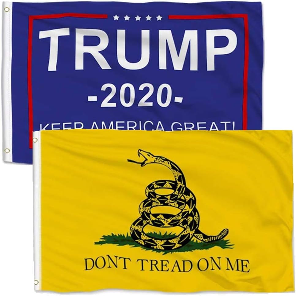 Thirty seven DAYS 3x5 ft American USA Flag and Don't Tread on Me Gadsden Flag Made by 100% Polyester with Brass Grommets (US Flag+Yellow Gadsden Flag) : Garden & Outdoor