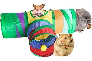Guinea Pig Tunnel and Tube DZWLKJ Small Animal Tunnels Hideout and Tubes with 3 Way Collapsible, Interactive Ball for Hamster, Chinchilla, Hedgehog, Ferret, Baby Rabbit.