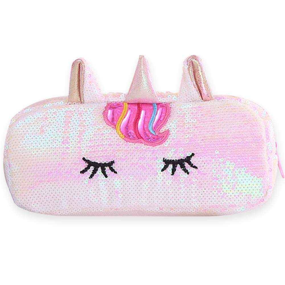 YUESEN Unicorn Pencil Case, Reversible Sequin, Large Capacity, Zipper, Office Pen Holder Organizer Stationery Bag