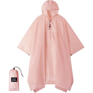 Rian c0de731 Hooded Rain Poncho for Adults - Waterproof Rain Coat and Lightweight Jacket 3-in-1 Multi-Function with Pockets