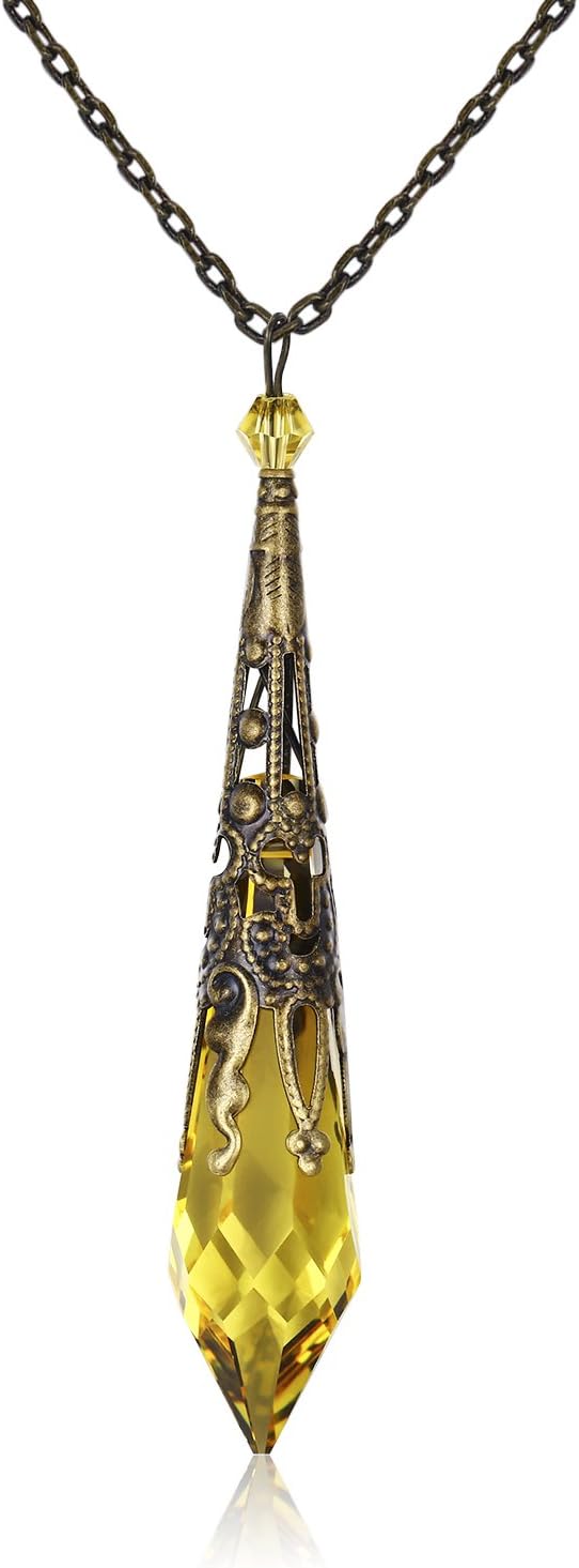 Necklaces for Women, Pendant Necklace of HALONA Vintage Antique Bronze Victorian Women Necklace Made with SWAROVSKI Crystal Icicle, Fashion Women Necklaces,Jewelry for Women
