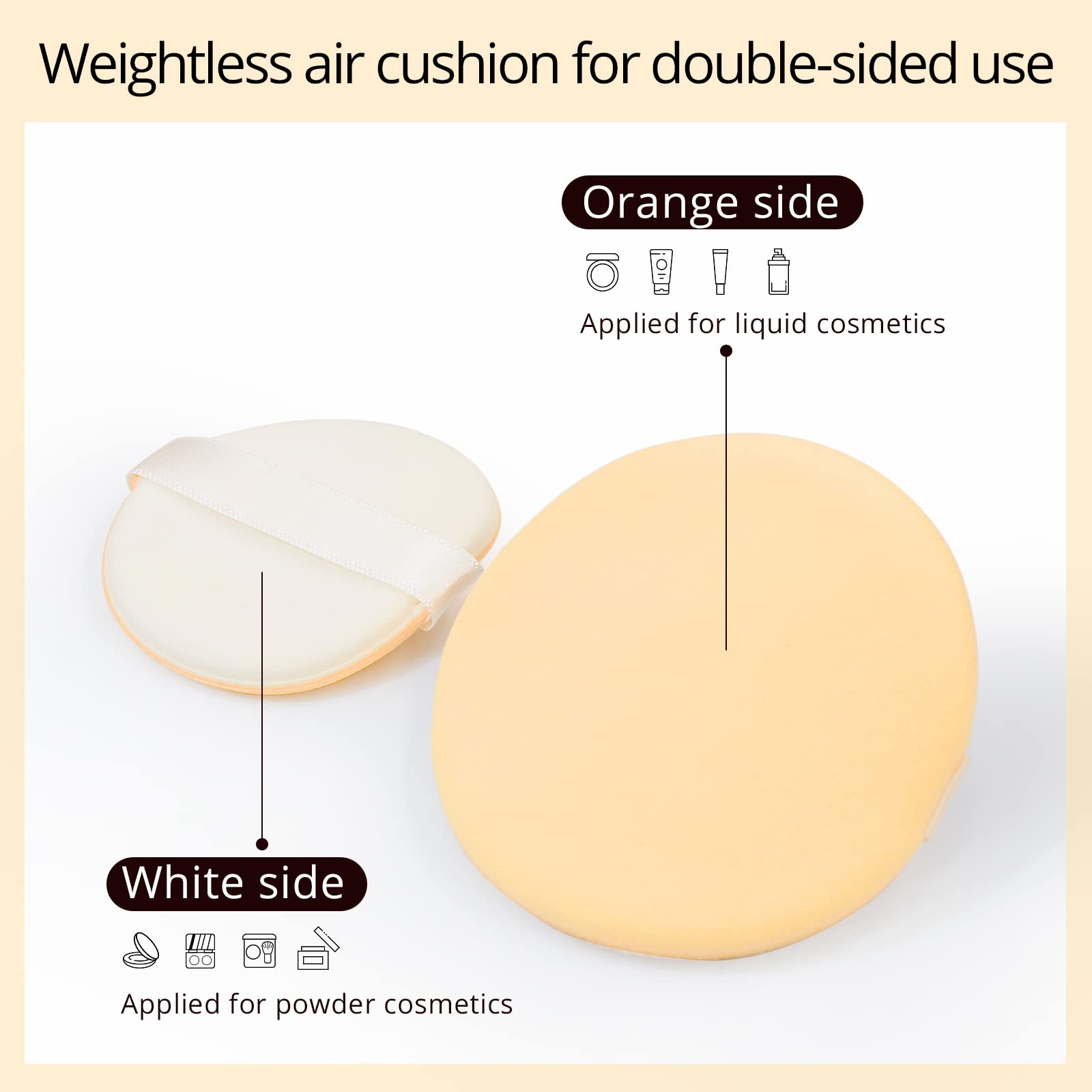 BEAKEY 12 Pcs Round Makeup Sponges with Air Cushion Powder Puff, Latex-free Cloud Kiss Sponges and Makeup Puff for Liquid Foundation, Powder, Concealer