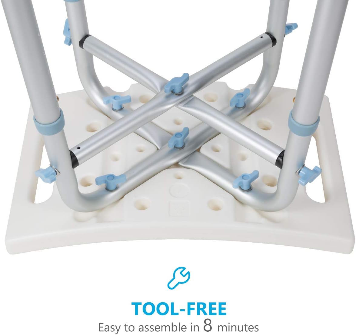 OasisSpace Heavy Duty Shower Chair 500lb, Padded Bath Seat with Free Assist Grab Bar - Medical Tool Free Anti-Slip Shower Bench Bathtub Stool Seat for Elderly, Senior, Handicap & Disabled: Health & Personal Care