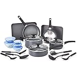 Ultimate Kitchen Ensemble - 21-Piece Nonstick Cookware Set with Glass Lids, Aluminum Pots, Pans, Bakeware, Storage Bowls & Es