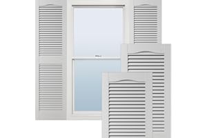 Ekena Millwork Lifetime Vinyl LL1S14X07200WH Standard Cathedral Top Center Mullion, Open Louver Vinyl Shutters, w/Installation Shutter-Lok's & Matching Screws (Per Pair), 14 1/2"W x 72"H, White