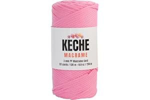 KECHE Macrame Cord | Macrame Supplies 3mm Polyester Macrame Rope Yarn for Table Runner Wall Décor Plant Hanging 131 Yards - Pink