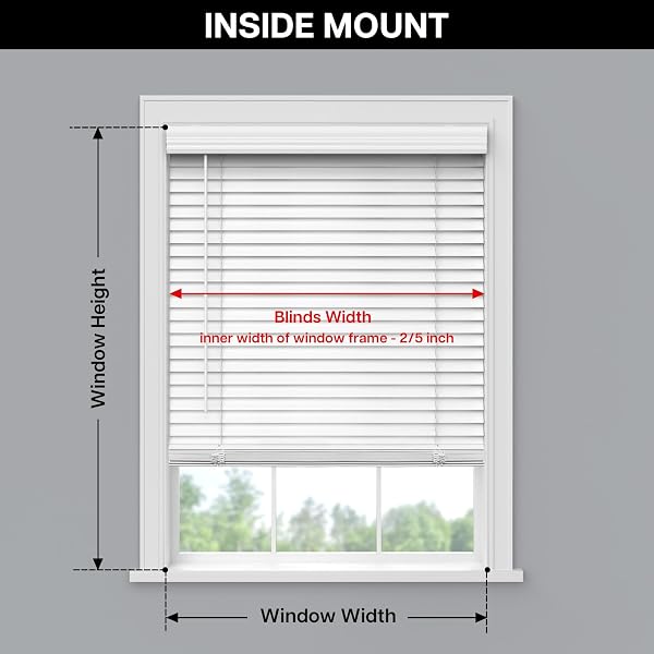 LAZBLINDS 2-INCH CORDLESS FAUX WOOD BLINDS WITH ROYAL VALANCE, ROOM DARKENING HORIZONTAL WINDOW BLINDS, INSIDE MOUNT BLINDS FOR WINDOWS – FIT FOR WINDOW 35.5″ W X 60″ H – WHITE