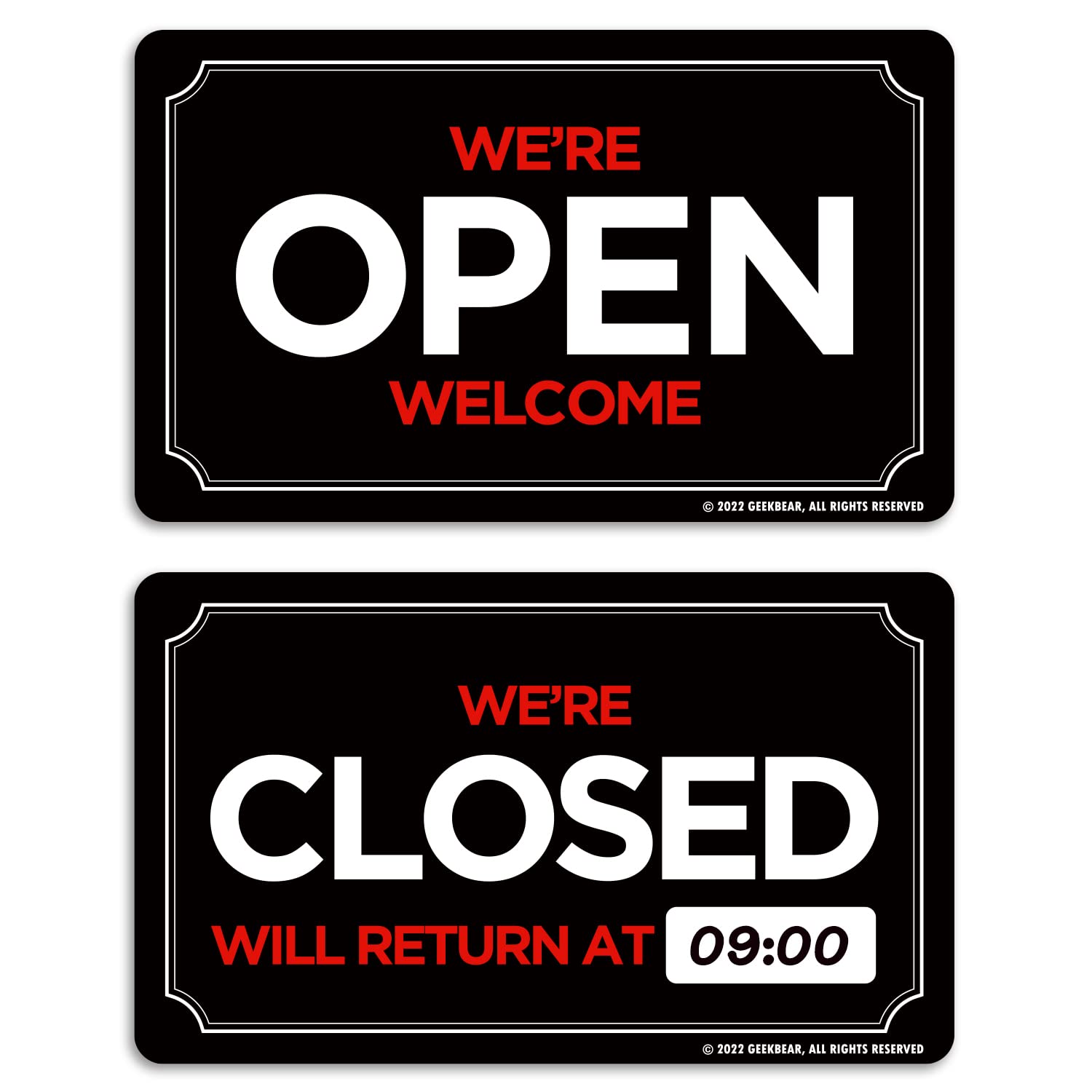 GEEKBEAR Open Closed Sign for Business - Acrylic, Double Sided, 9.8 x 5.9 in (09. Black)