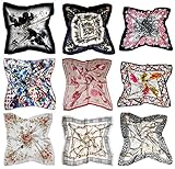 ETSYG 32'' Silk Scarf Women’s Fashion Pattern Large Square Satin Headscarf Headdress