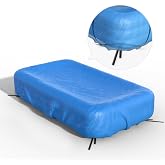 Inflatable Pool Cover Rectangle for 120&rdquo; x 72&rdquo;, 130&rdquo; x 72&rdquo;, 145" x 74" Pool | Heavy-Duty 5-Layer PE Tear-Resistant &amp; Windproof, Elastic Edge 8 Cords, 10 x 7 Rectangular Pool Covers for Above Ground Pools