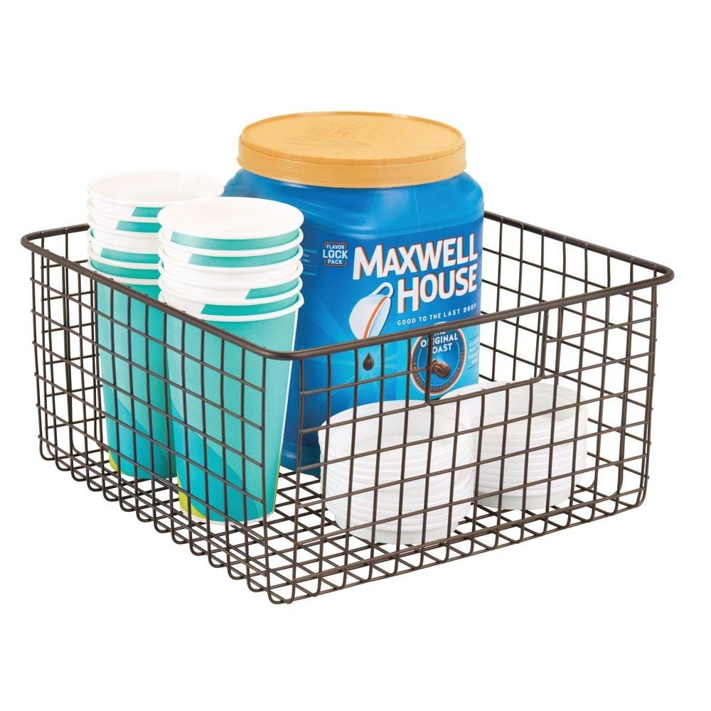 mDesign Juego de 2 cestas de metal multiusos fabricadas con alambre