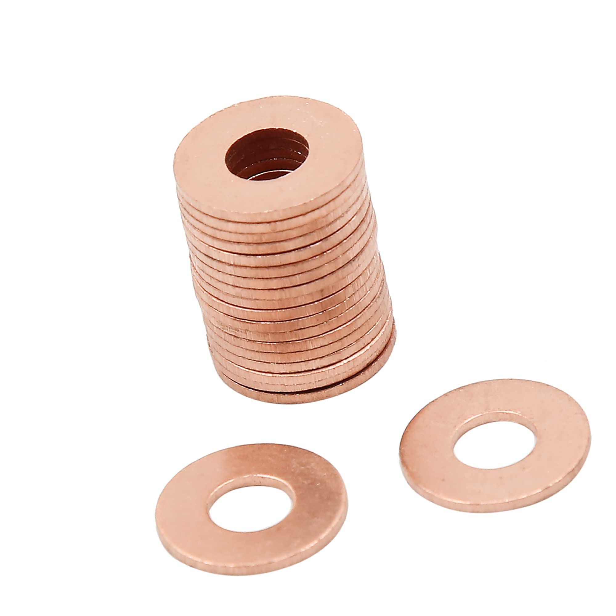 A ABSOPRO Copper Washer 6mm Inner Dia Flat Sealing Gasket Ring (Set of 20)