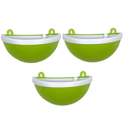 Madhuli Gardencia Wall Hanging Planter, Polypropylene with UV Material Hanging Pot, Railing Flower Pot, Flower Plant Pot, Round Planter, Decor Flower Pots for Home & Gardening, Green, Pack of 3