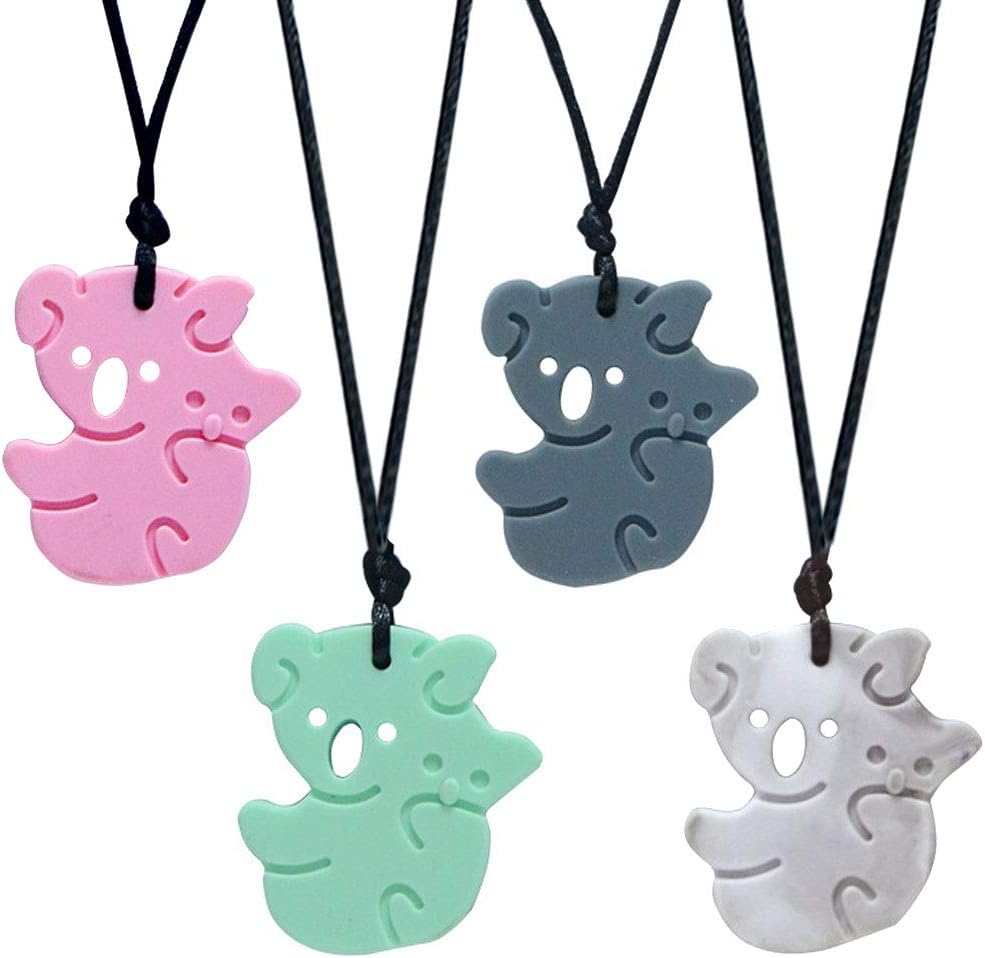 OUTFANDIA Baby Teething Toys BPA Free Silicone Teether Chew Egg with Lanyard Cute and Effective Pain Relief Koala for Stylish Boy or Girl