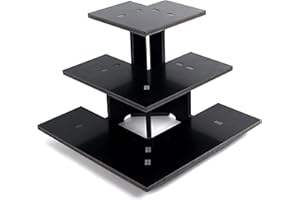 HAOWUJIN 3 Tier Corner Retail Display Stand Portable Product Shelves, Black Store Retail Display Stand, Cupcake Stand, Candle Tumbler Display Rack for Craft Shows, Trade Shows, Farmers Market