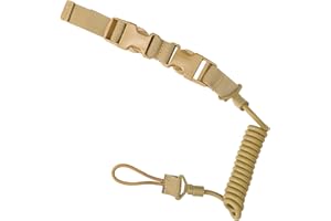 AGORIZEO Tactical 3 Color Pistol Retention Lanyard for Military Police Law Enforcement Security - Spring Strap Anti-Loss Elastic Coil Lanyard with Detachable Buckle for Belt MOLLE Backpack