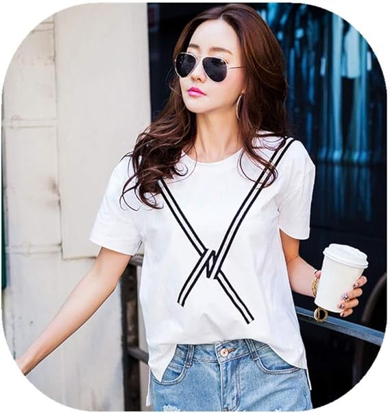 Amazon レディース Tシャツ ブラウス 半袖 夏半袖 アウターコート ロングカーデ フレア七分袖 ウエストリボン トップスカットソー 冬限定 ヴィンテージタイプ プリントtシャツ ビジュー付プルオーバー 女性のプルオーバー 産前産後兼用 年中使える 黒白グレー