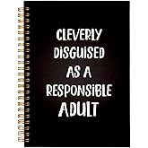 MOFUYU Funny Work Notebook - Meeting Notebook for Work, "Cleverly Disguised as a Responsible Adult", Office Supplies Gift, To Do Meeting Notebook for Work Organization, Spiral Journal for Women Managers 5.5x8.3 Inch