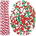 Sumind 1000 Pieces Christmas Pom Poms and 100 Pieces Pipe Cleaners Chenille Stems for Christmas Craft Party Supplies