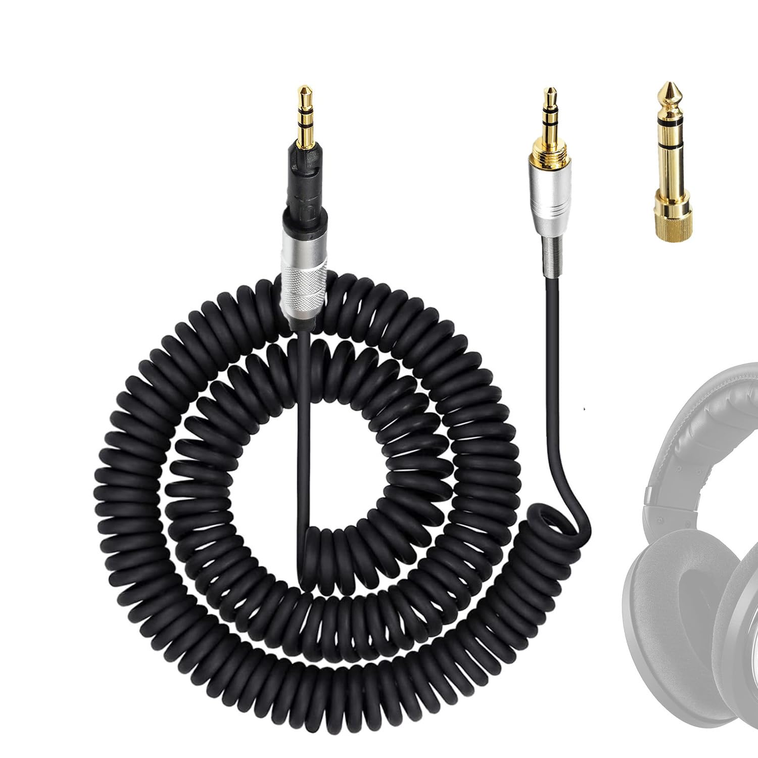Headphone Coiled Cable HiFi 3.5mm To 2.5mm Stereo Sound Coiled Cable for Sennheiser HD6 HD7 HD8 HD515 HD518 HD558 HD598, Plug and Play