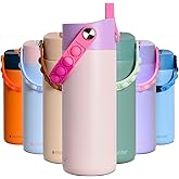 Elemental Insulated Kids Water Bottle, Stainless Steel Water Bottle with Straw Lid & Pop-It Handle, Leak-Proof Water Bottles for School, Boys or Girls, Travelling and Sports, 18oz - Pink Tie Dye