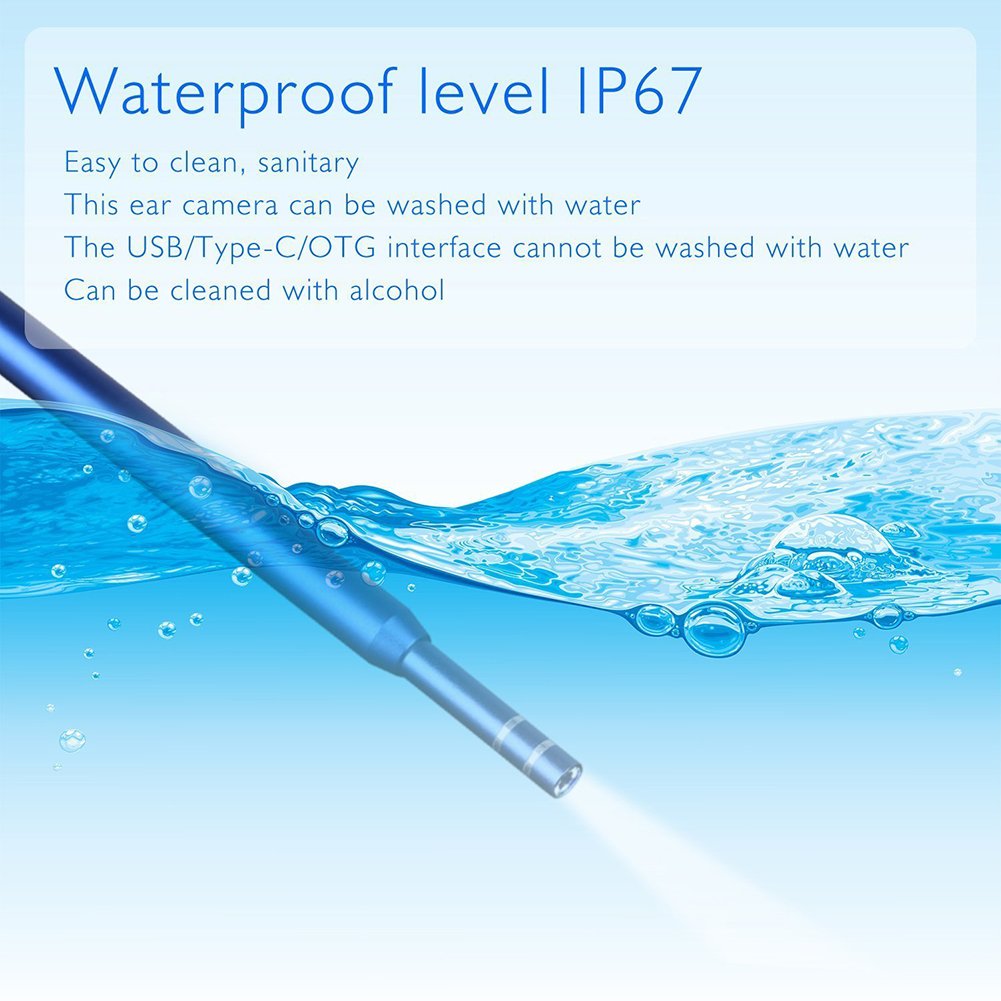 iPhone Ear Endoscope,HTLY SPR 3 in 1 USB Otoscope Visual Ear Wax Remover Tool with 6 Adjustable for iPhone, Android Cellphones,Windows PC and Mac,Waterproof HD Borescope.