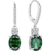 FJ Dangle Drop Earrings 925 Sterling Silver Solitaire Leverback Earrings Birthstone Jewelry for Women