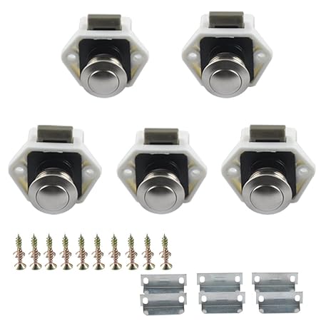 Acefox 5 X Mini Push Button Drawer Cupboard Door Latch Lock