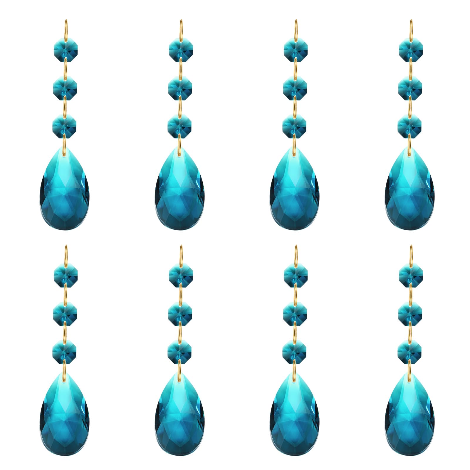PATIKIL Teardrop Crystal Chandelier Pendants Beads, 8 Pack 100mm Length 38mm Chandelier Prisms Parts Ornaments Hanging Beads for DIY Arts Crafts Decoration, Sky Blue