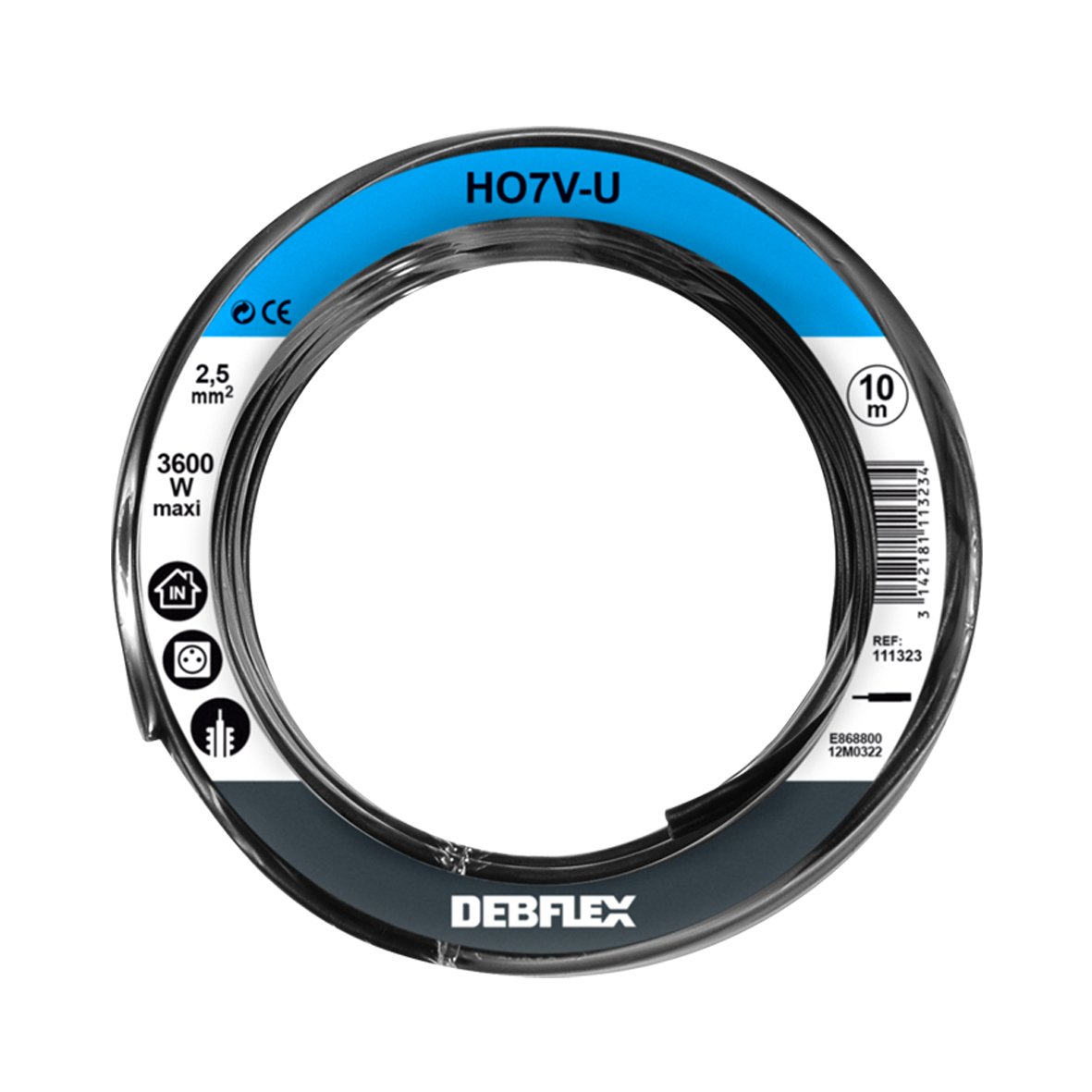 Debflex HO7V-U 2,5 111323 Cable Reel - 10 m - Black