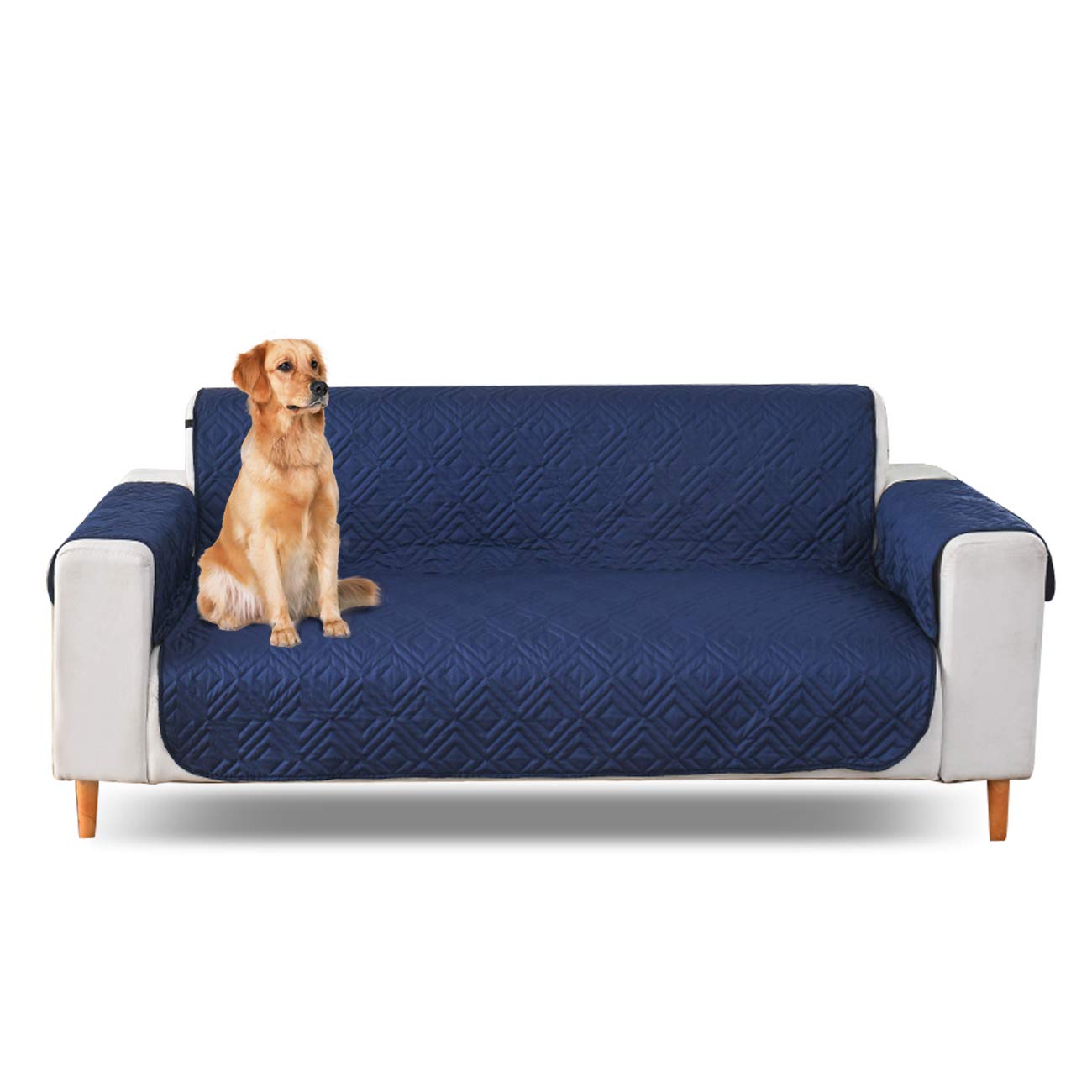 VanderHOME Sofa Covers 1/2/3/4 Seater waterproof sofa slipcovers Anti Slip armchair covers Quilted Couch Slipcover Sofa Protector for dog pets Furniture Protector Sofa Cover (1 Seater Dark blue)