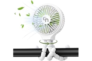 Ddrihlees Stroller Fan Rechargeable, Battery Operated Clip on Portable Fan, 3 Speed 360°Rotate Baby Car Seat Fan, USB Handheld Cooling Fan for Crib Treadmill Travel