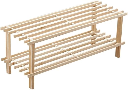 supersalestore Schuhregal, Zedernholz, 2 Ebenen, mit Latten: Amazon.de