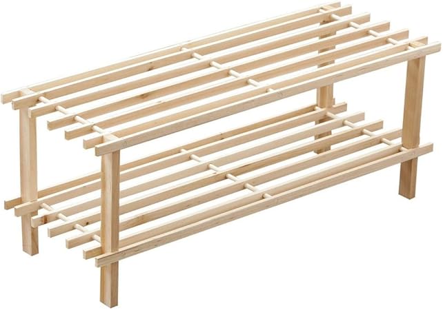 supersalestore Schuhregal, Zedernholz, 2 Ebenen, mit Latten: Amazon.de