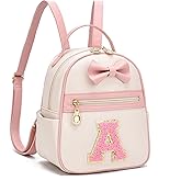 I IHAYNER Girls Initial Bowknot Small Leather Backpack Cute Mini Backpack Personalized Trendy Stuff Gifts for Women Pink-A