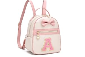 I IHAYNER Girls Initial Bowknot Small Leather Backpack Cute Mini Backpack Personalized Trendy Stuff Gifts for Women Pink-A