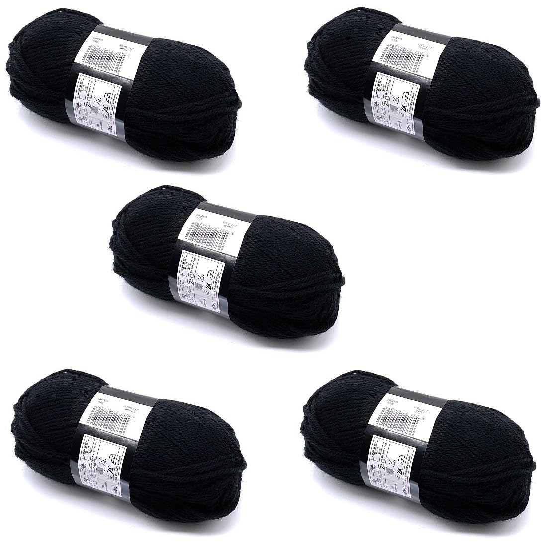 Lexicon Select Pack of 5 x 100g Balls Chunky Wool - Black