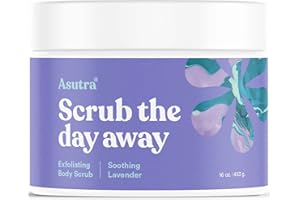 ASUTRA Dead Sea Salt Body Scrub Exfoliator (Soothing Lavender), NEW BIGGER 16 oz Size | Ultra Hydrating, Gentle, & Moisturizing | Coconut, Lavender, and Bergamot Oils | Includes Wooden Spoon