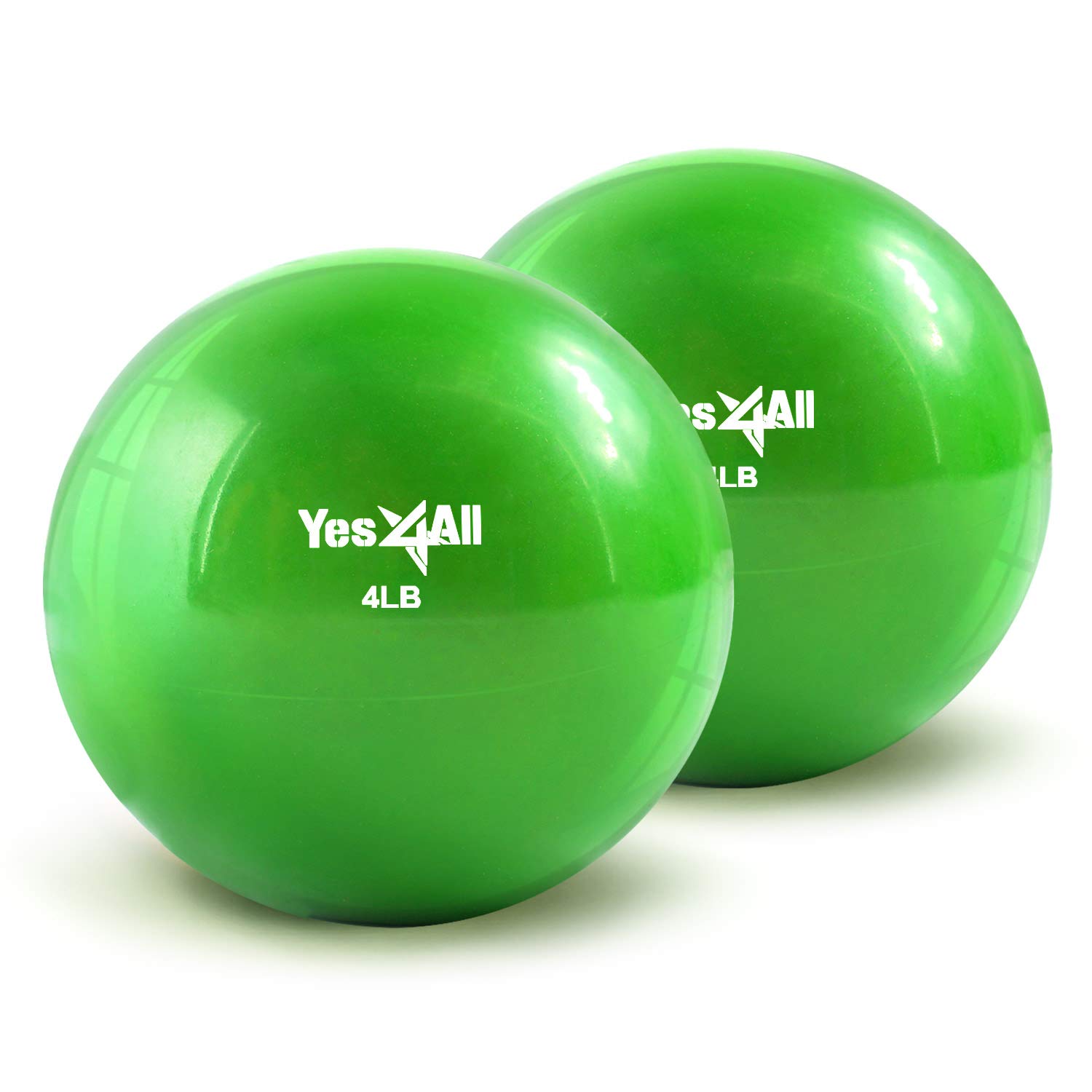 Photo 1 of Yes4All Soft Weighted Toning Ball Smooth 4lb Pair (4lbs x2) - Green
