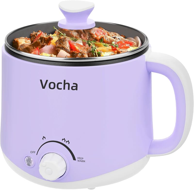 Vocha 1.6L Electric Hot Pot with Keep Warm Dual Power 250W/600W Purple