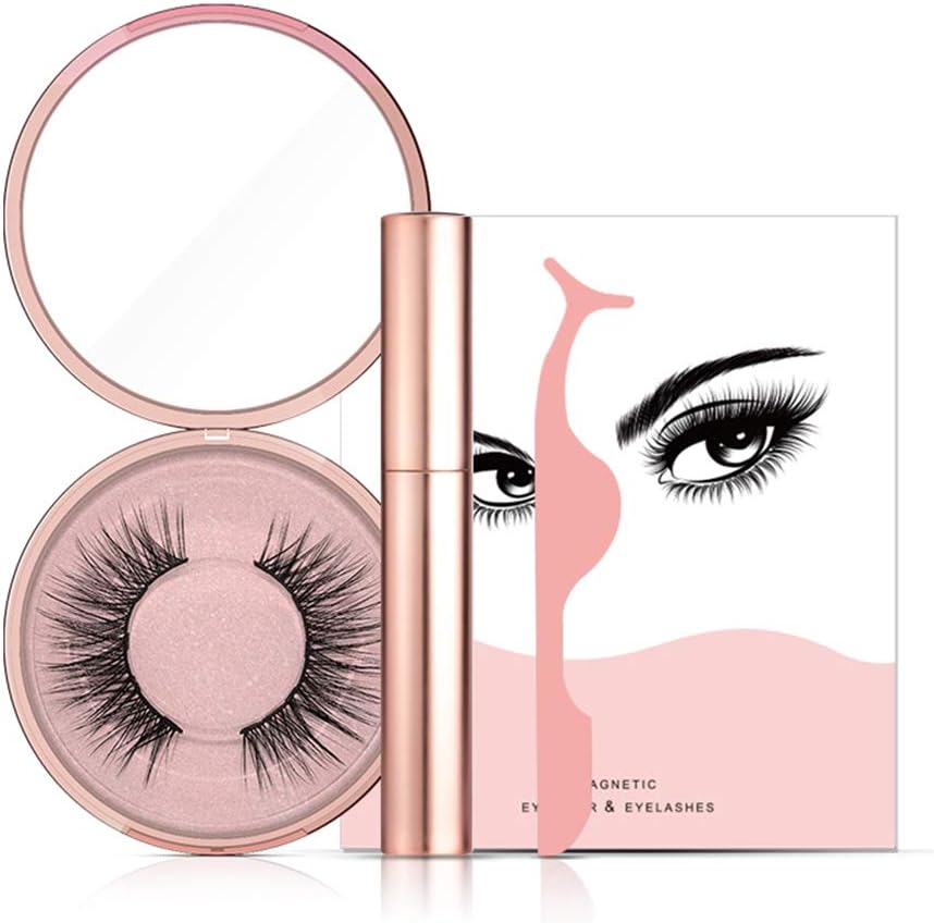 New Round Tube Magnetic Eyeliner Eyeashes Kits, Black Eye Liner Magnetic False Eyelashes Eyes Quickly Makeup Sets