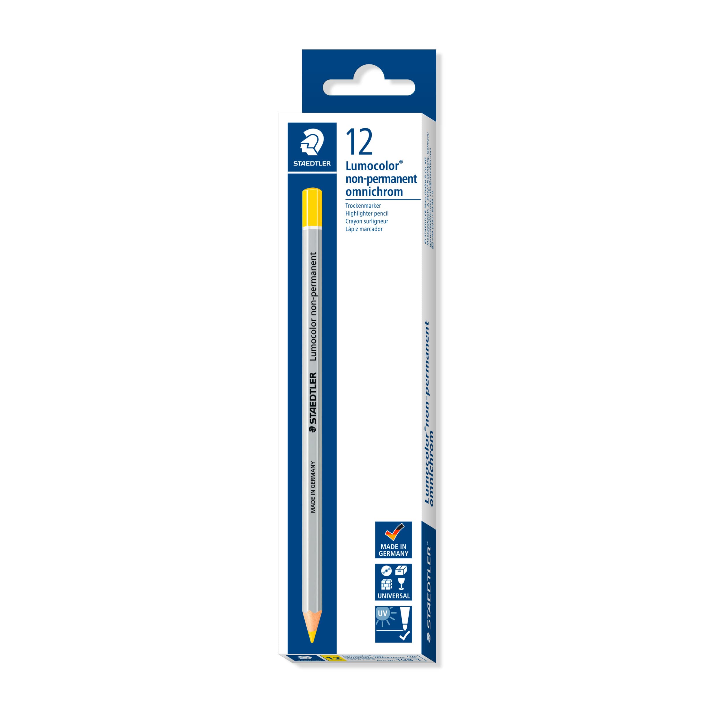 STAEDTLER 108-1 Lumocolor Omnichrom Universal Non-Permanent Marking Crayon - Yellow (Pack of 12) โ image 1