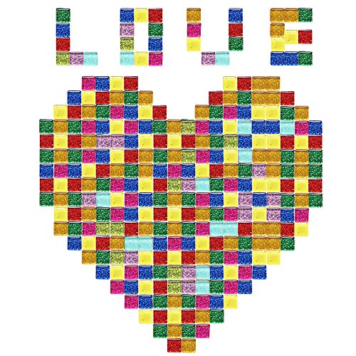 Dreamtop 160g Assorted Colors Mosaic Tiles Glitter Glass Mosaics with Storage Box for DIY Craft Decoration,10 x 10 mm