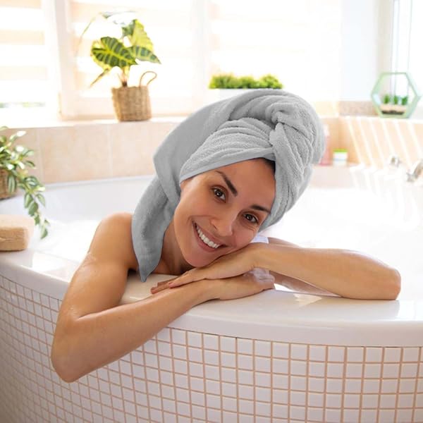 KAHAF COLLECTION PACK OF 6 BATH TOWELS 27 X 54 INCHES, 100% COTTON, LARGER & LIGHTER WEIGHT, QUICKER TO DRY, SUPER SOFT AND ABSORBENT, PERFECT FOR BATHROOM (LIGHT GREY, PACK OF 6 (27”X54”))