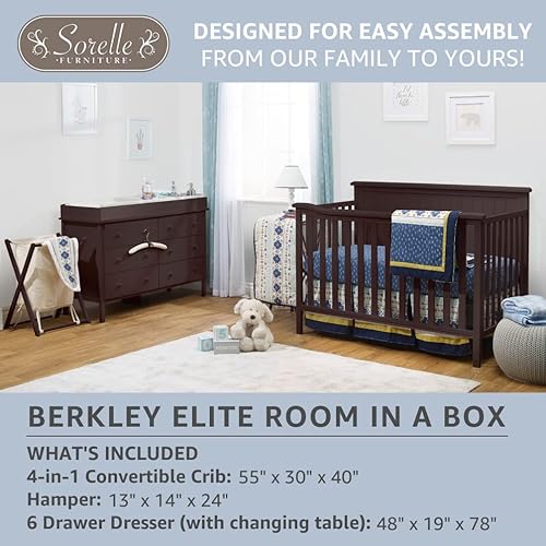 Sorelle Furniture Berkley Elite 3-Piece Nursery Set with 4-in-1