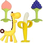 Baby Teething Toys 3-6 Months, Baby Chew Teether Toys | BPA Free, Babies Teething Relief, Banana Toothbrush, Fruit Shape Giraffe Newborn Teether Toy Gift for Boy and Girl