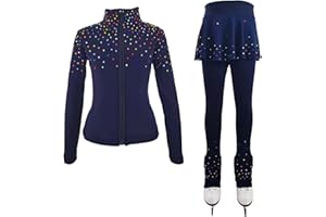 LIUHUO Figure Ice Skating Training Pants Jackets Girls Womens Fleece Shiny Colored Diamond Girl Comfortable Warm Tracksuit