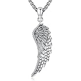 LOOVE Angel Wings Necklace 925 Sterling Silver Guardian Angel Nurse RN Caduceus Pendant Charm Crystal Angel Jewelry Gifts for Women