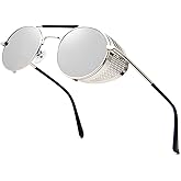 RONSOU Steampunk Style Round Vintage Polarized Sunglasses Retro Eyewear UV400 Protection Matel Frame